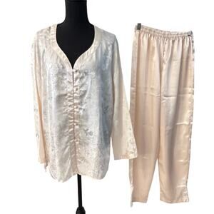 NEW Vintage Victoria's Secret Satin Pajama Set GOLD LABEL Women's S Top Pants